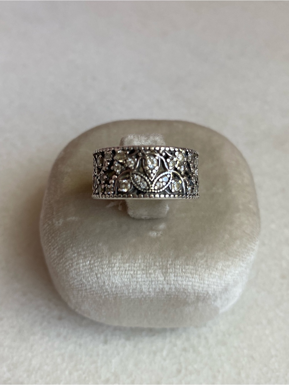 Pandora Sterling Shimmering Leaves Statement Ring